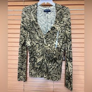 Jones New York Signature Venice Gold Dust top Sz XL animal print
